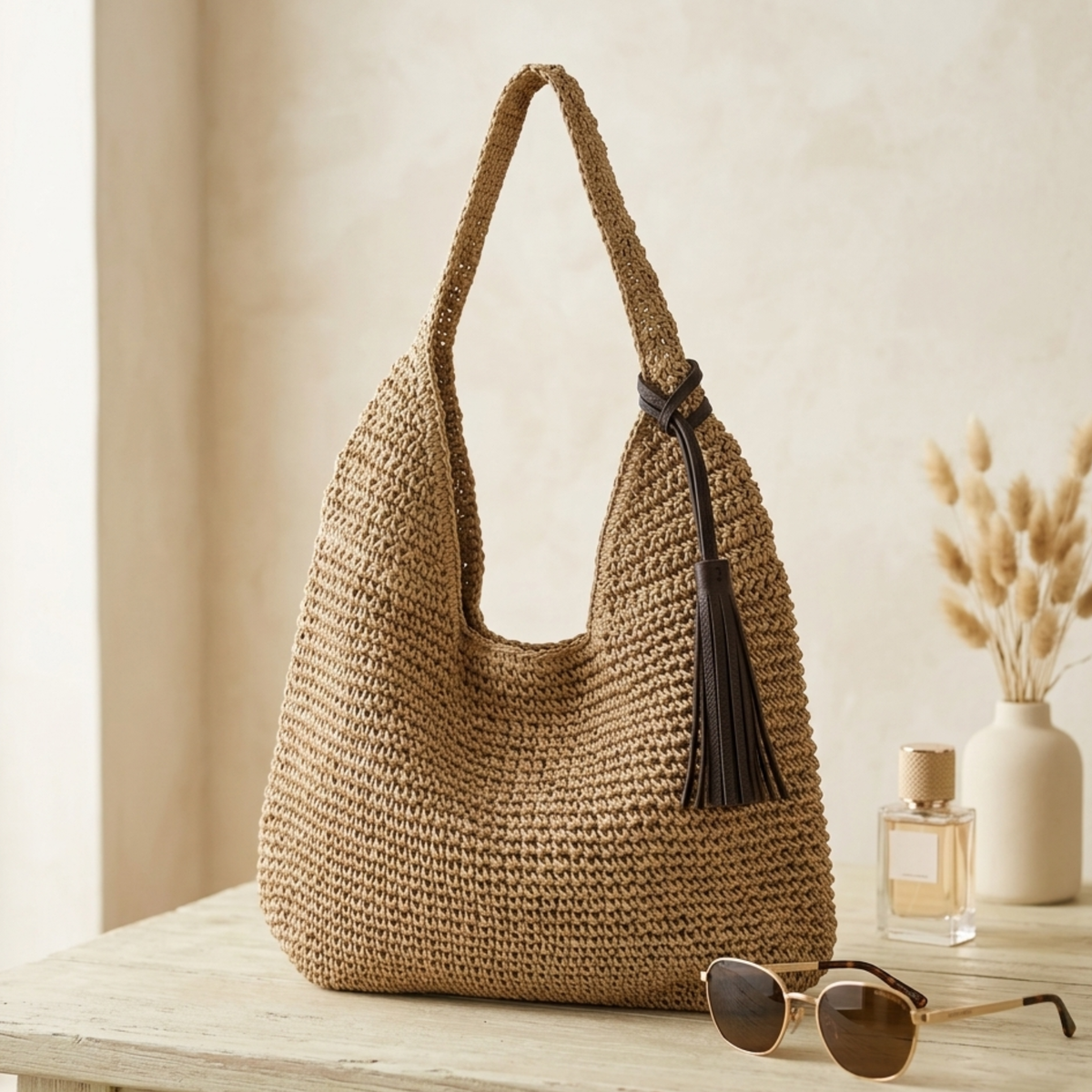 Spacious Straw Handwoven Shoulder Bag – Sustainable Bag