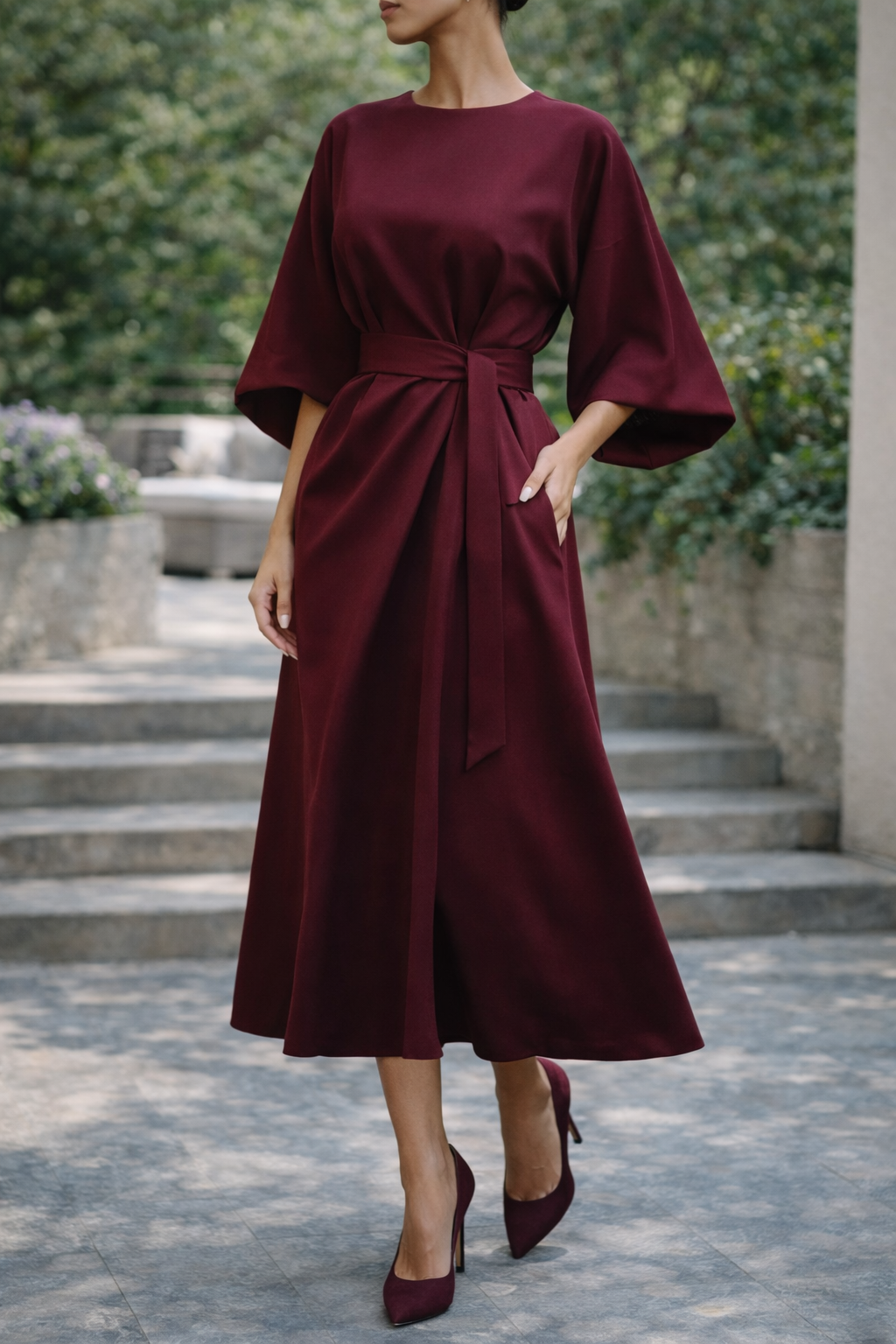 Beatrice | Women Belted Midi Dress