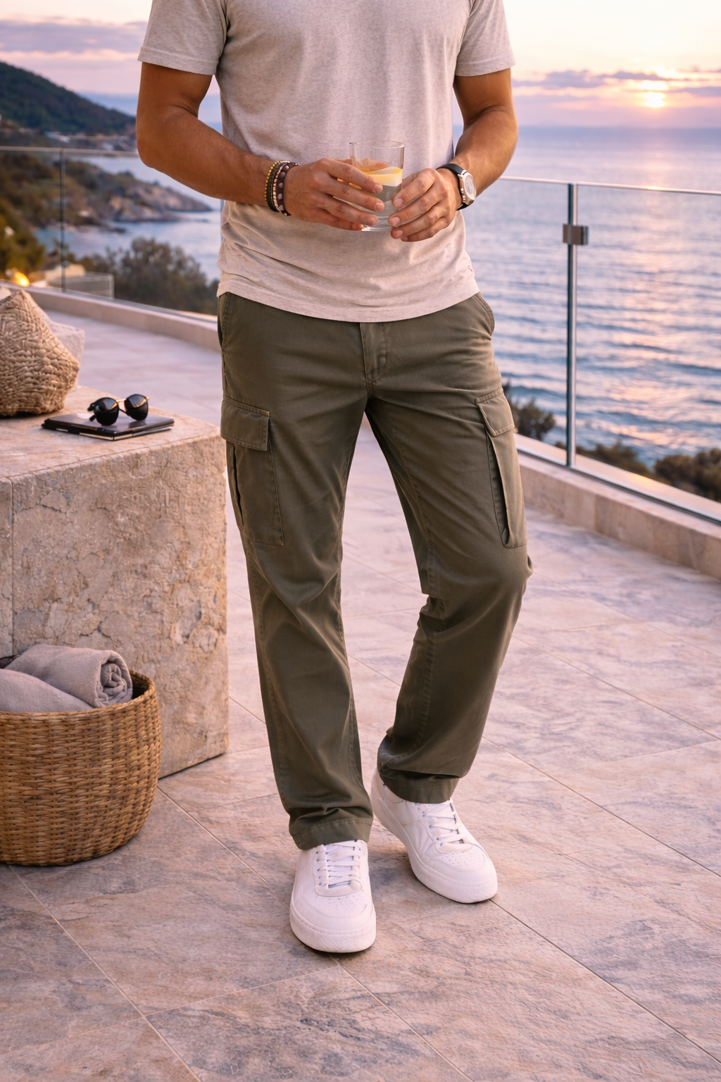 Callum | Men’s Cotton Twill Cargo Trousers with Utility Pockets