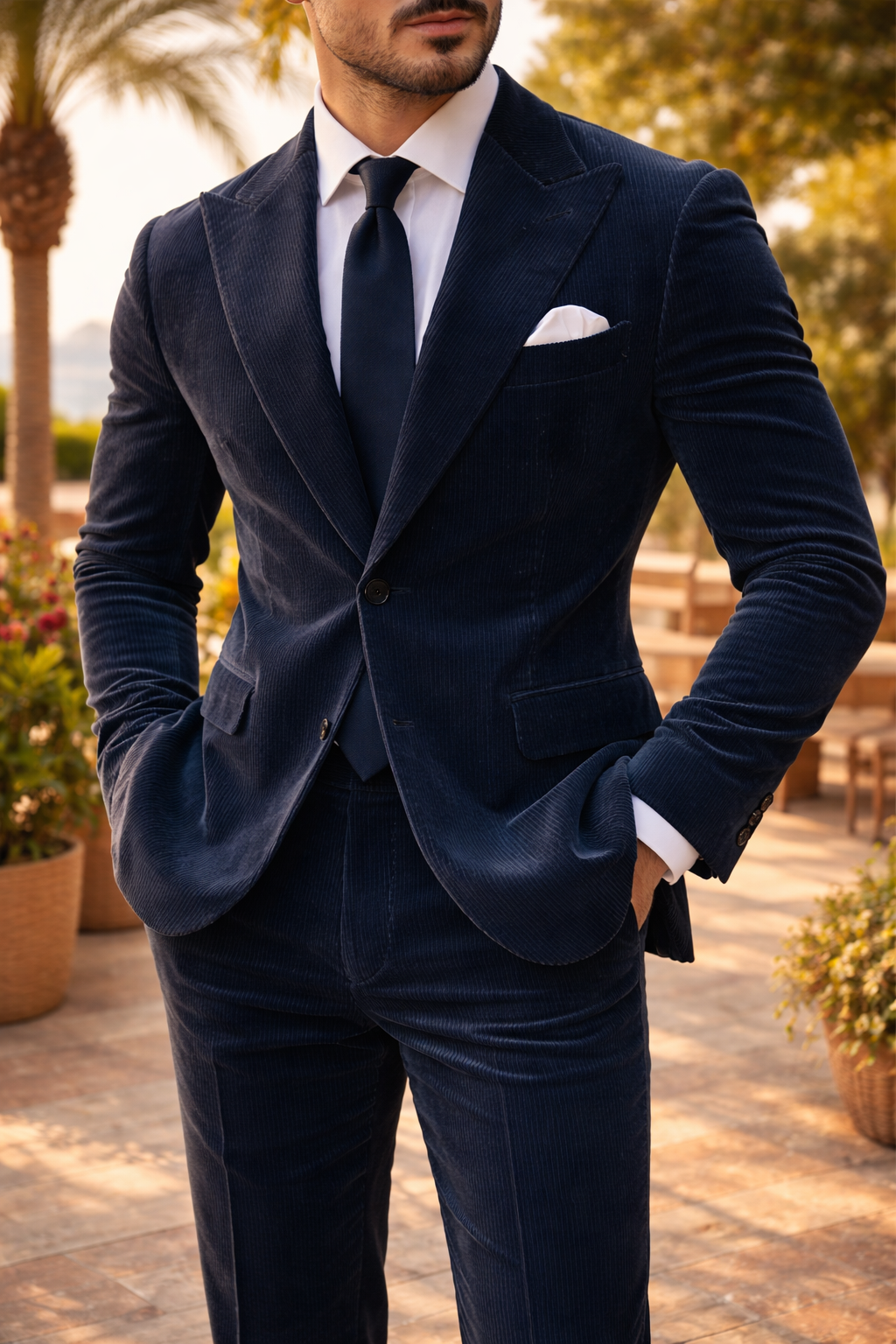 Carter | Corduroy Tailored Blazer with Notch Lapel and Two Button Closure