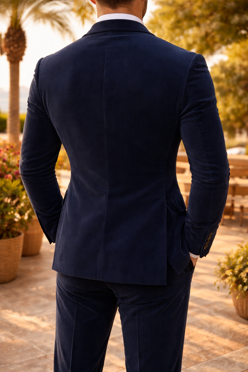 Carter | Corduroy Tailored Blazer with Notch Lapel and Two Button Closure