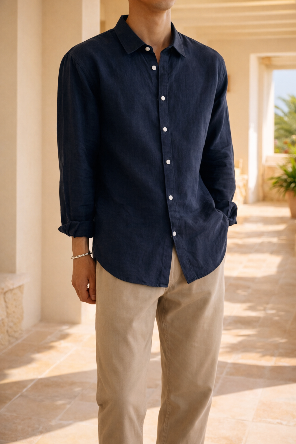 Cedric | Men’s Long Sleeve Linen Button Shirt Lightweight Woven Casual Top