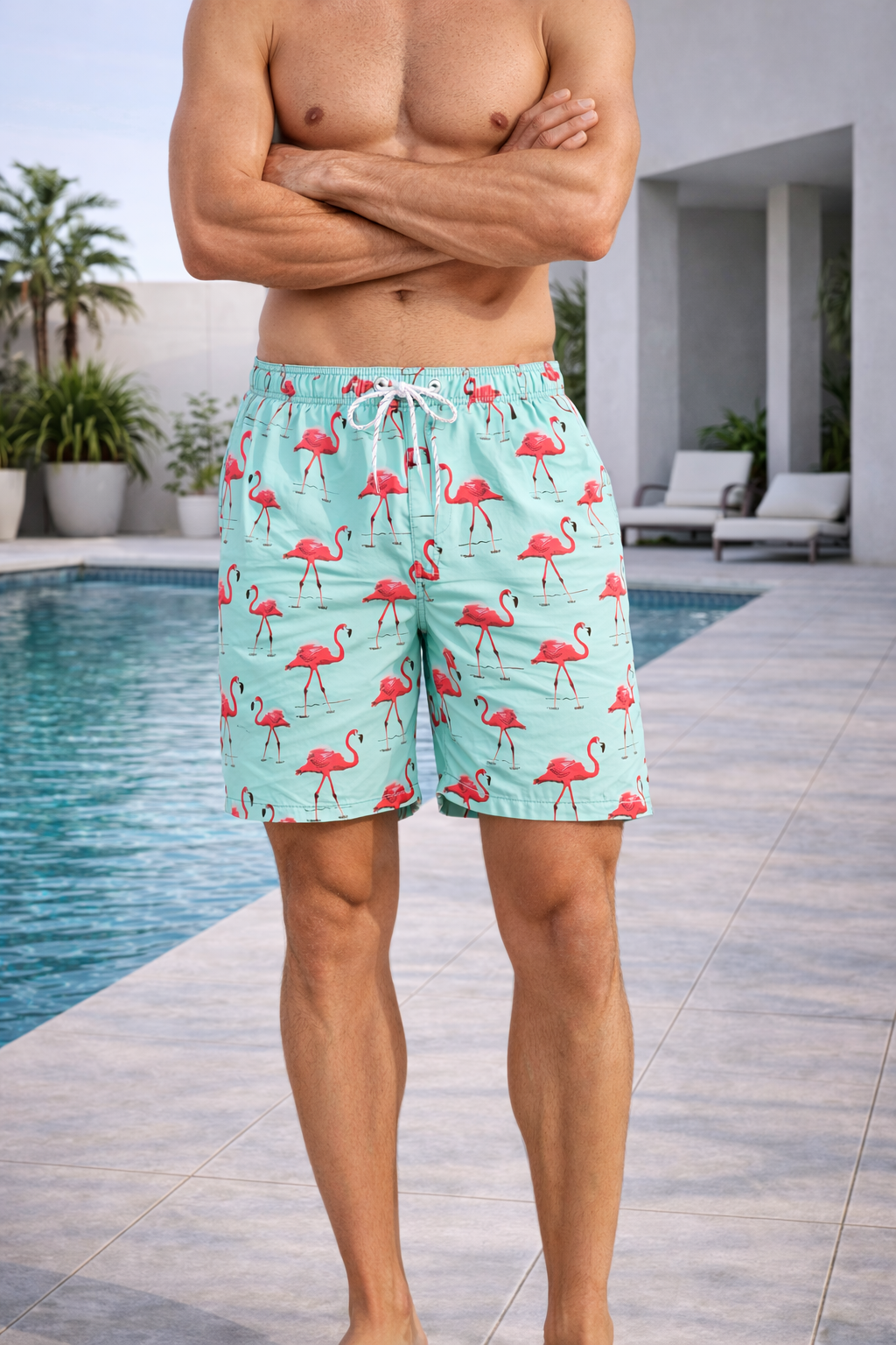 Charlie | Men's Printed Drawstring Swim Shorts with Elastic Waist