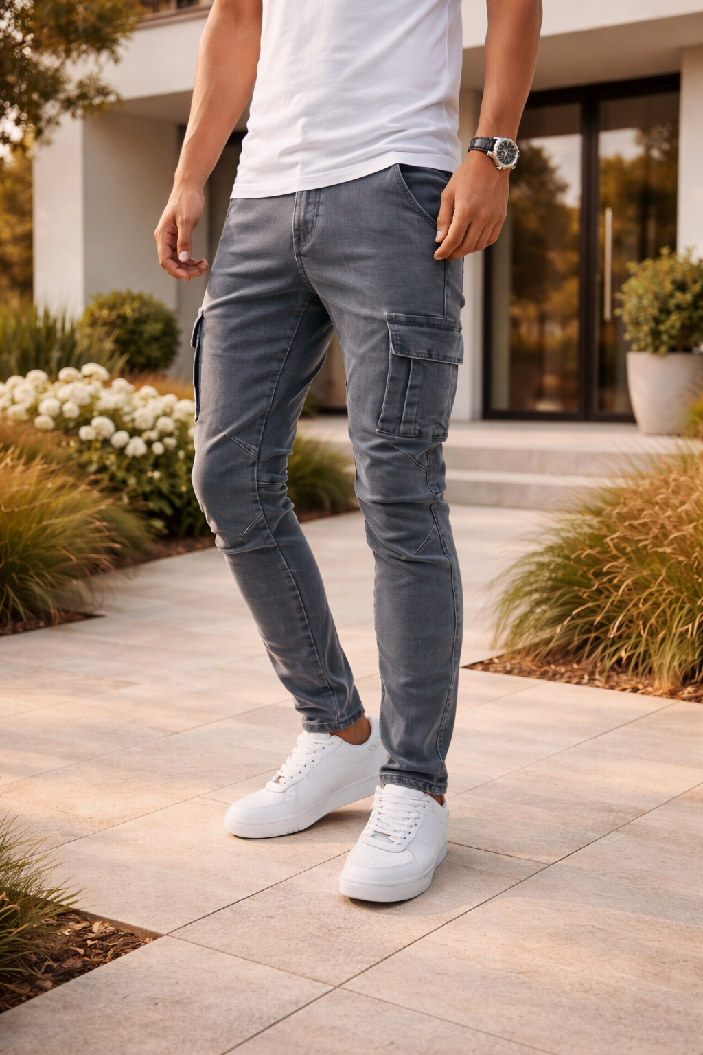 Charlie | Slim Fit Cargo Jeans with Utility Pocket Detail