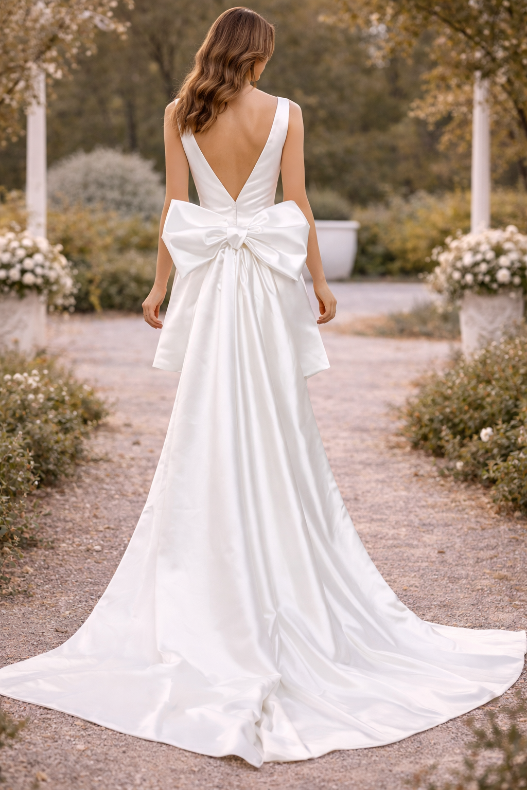 Dorothy | Structured Bow Back High Low Mini Wedding Dress