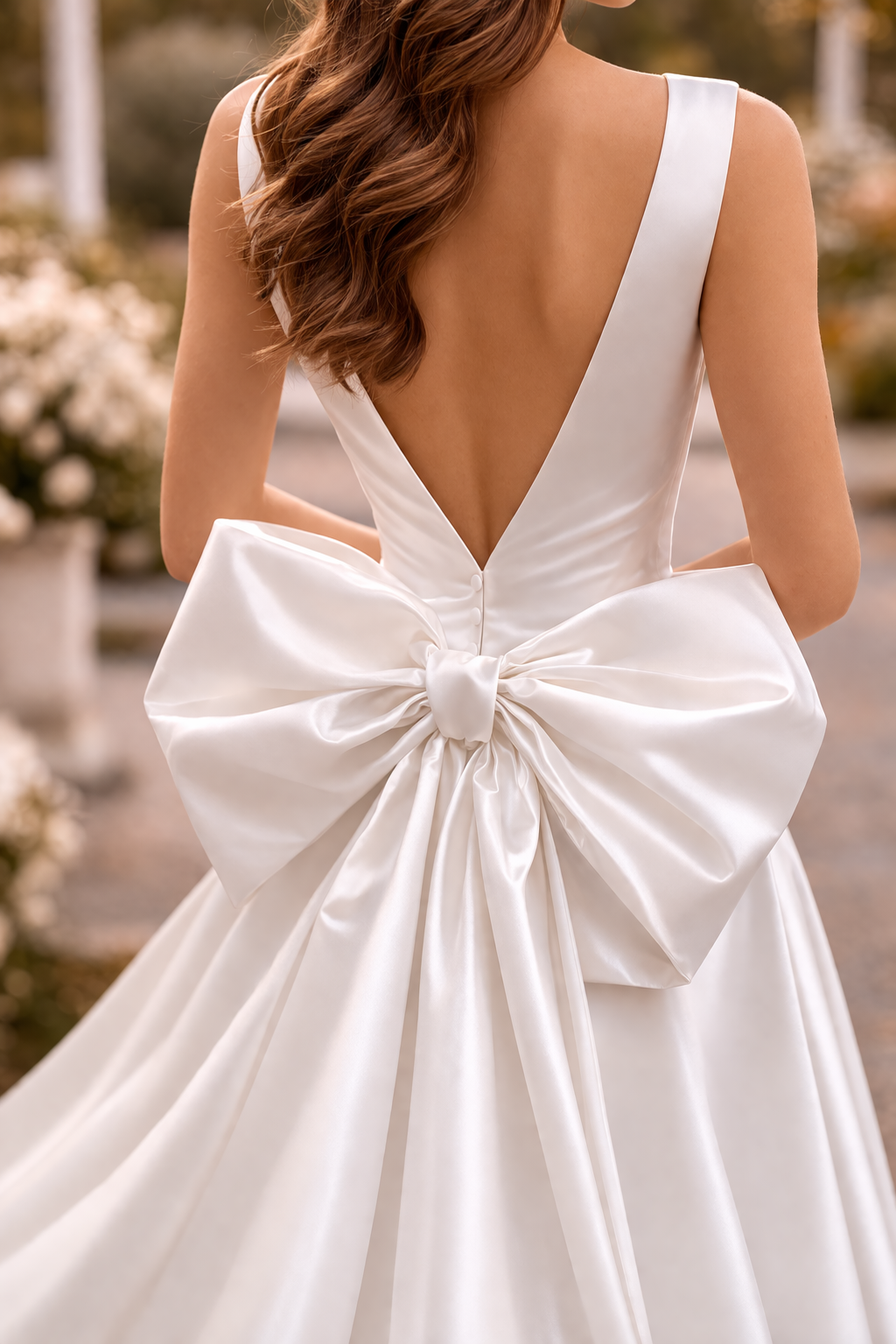 Dorothy | Structured Bow Back High Low Mini Wedding Dress