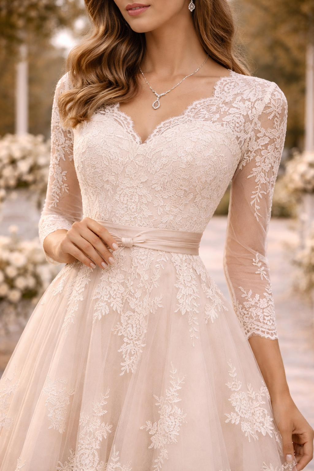 Elsie | Lace Bodice High Low Midi Wedding Dress
