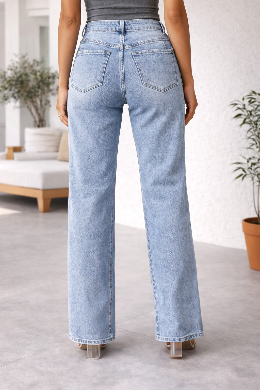 Emily | Women’s High Waist Wide Leg Denim Jeans