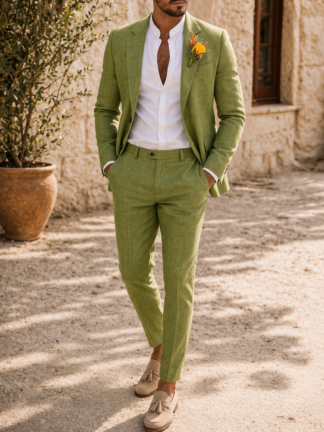 Hunter | Men’s Linen Tailored Two Piece Wedding Suit