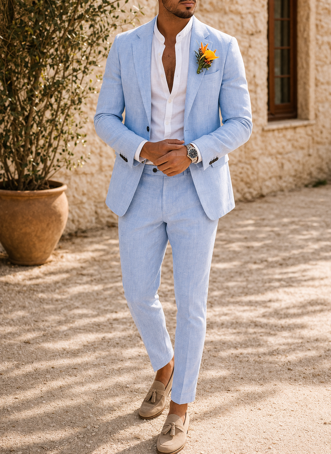 Hunter | Men’s Linen Tailored Two Piece Wedding Suit