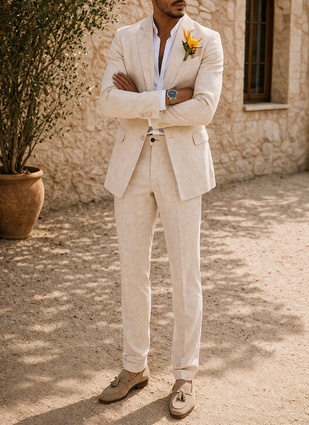 Hunter | Men’s Linen Tailored Two Piece Wedding Suit