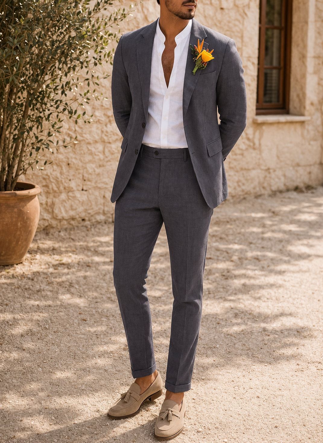 Hunter | Men’s Linen Tailored Two Piece Wedding Suit