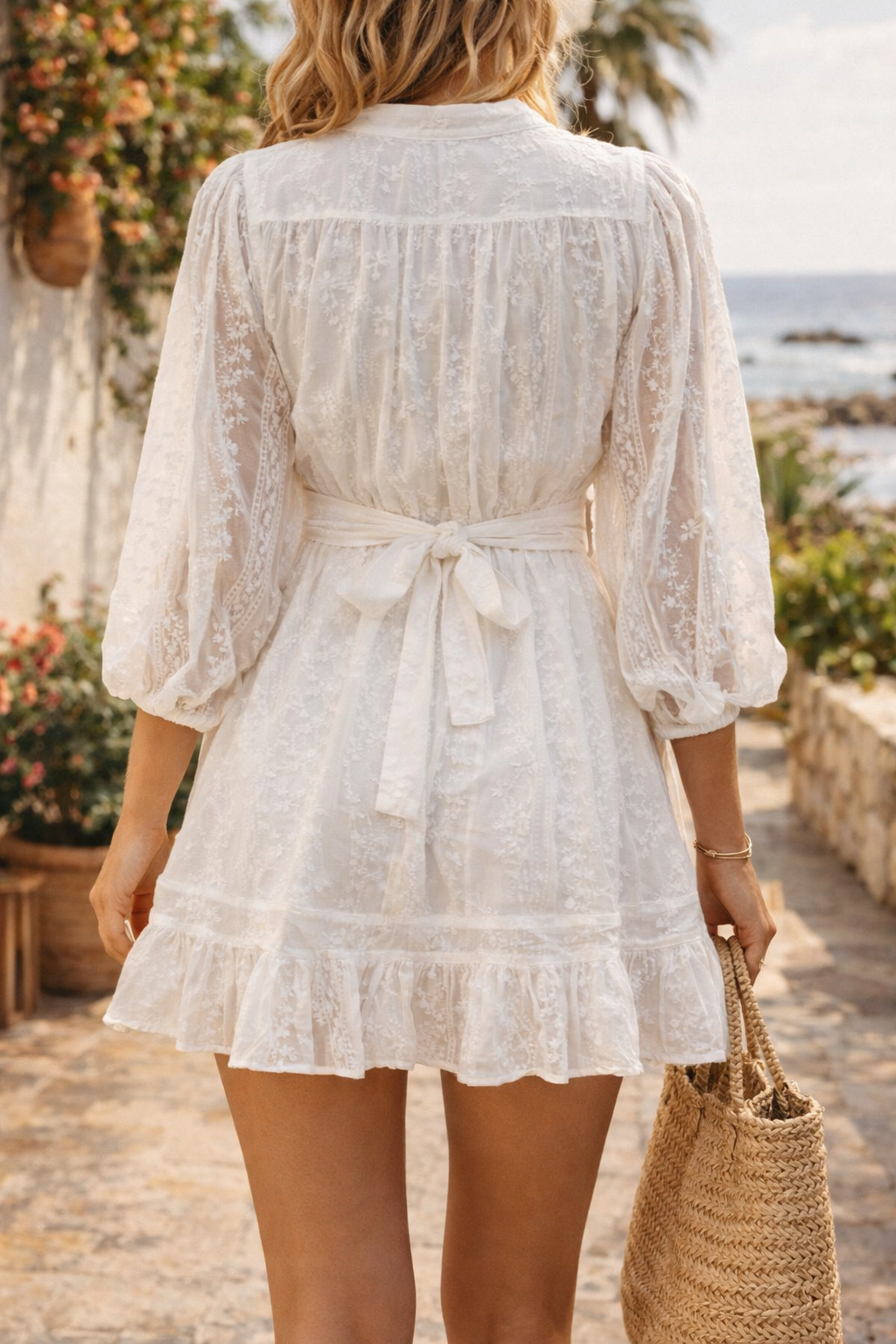 Keira | Long Sleeve Lace Detail V-Neck Mini Dress