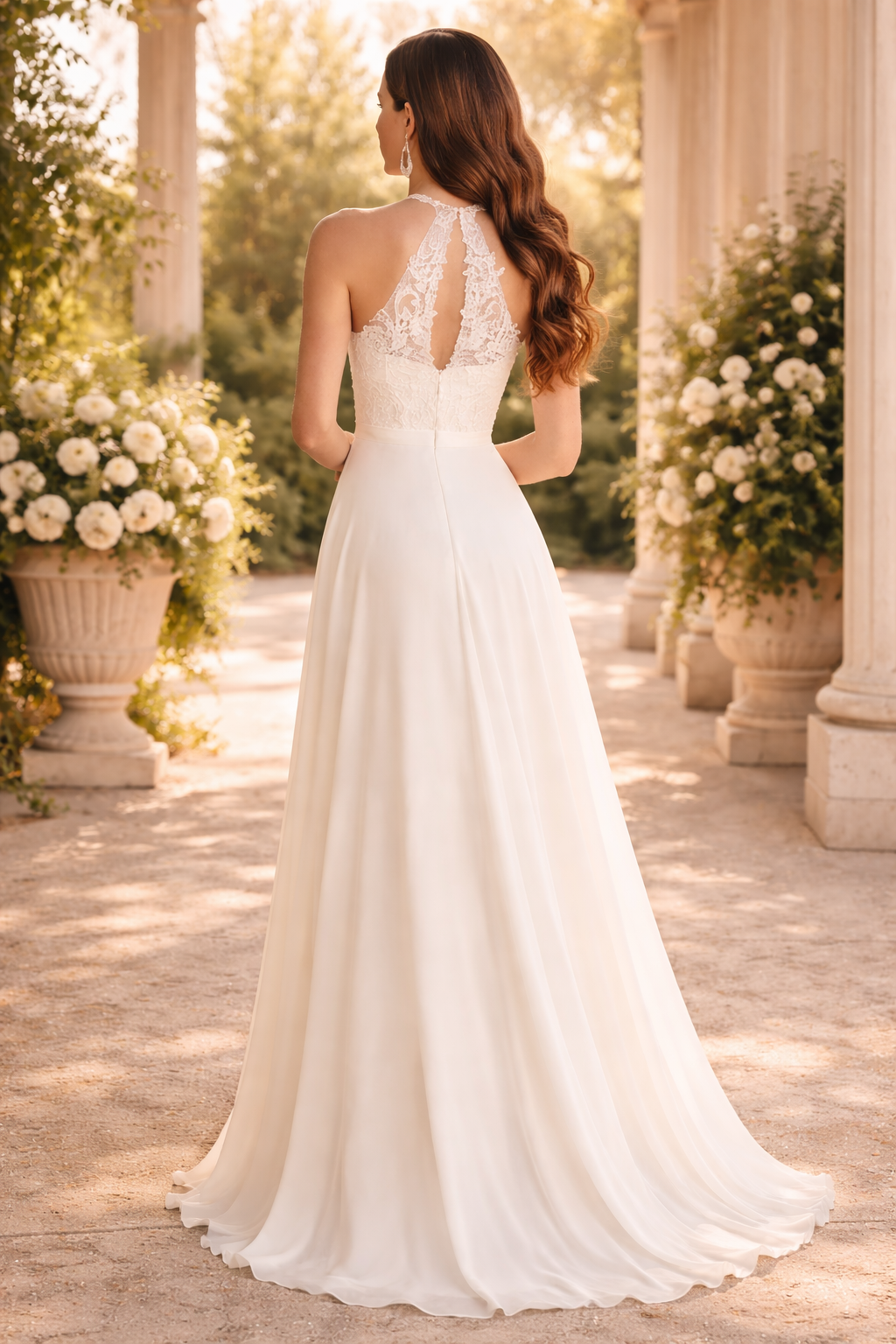 Kenzie | Halter Neck Lace Bodice Maxi Wedding Dress