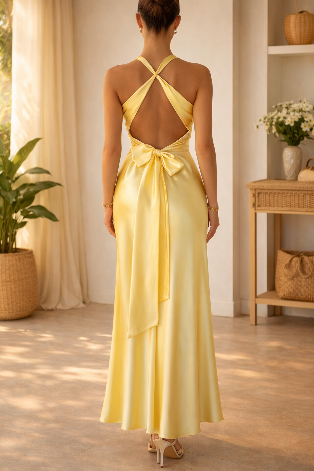 Mollie | Twist Front Sleeveless Maxi Dress with Draped Skirt