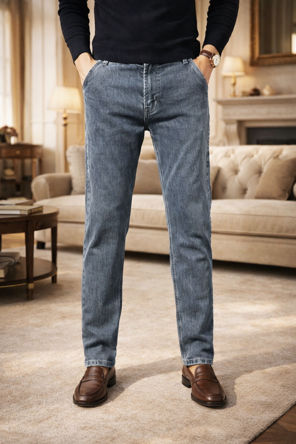 Paul | Tapered Leg Denim Jeans with Minimal Pocket Design