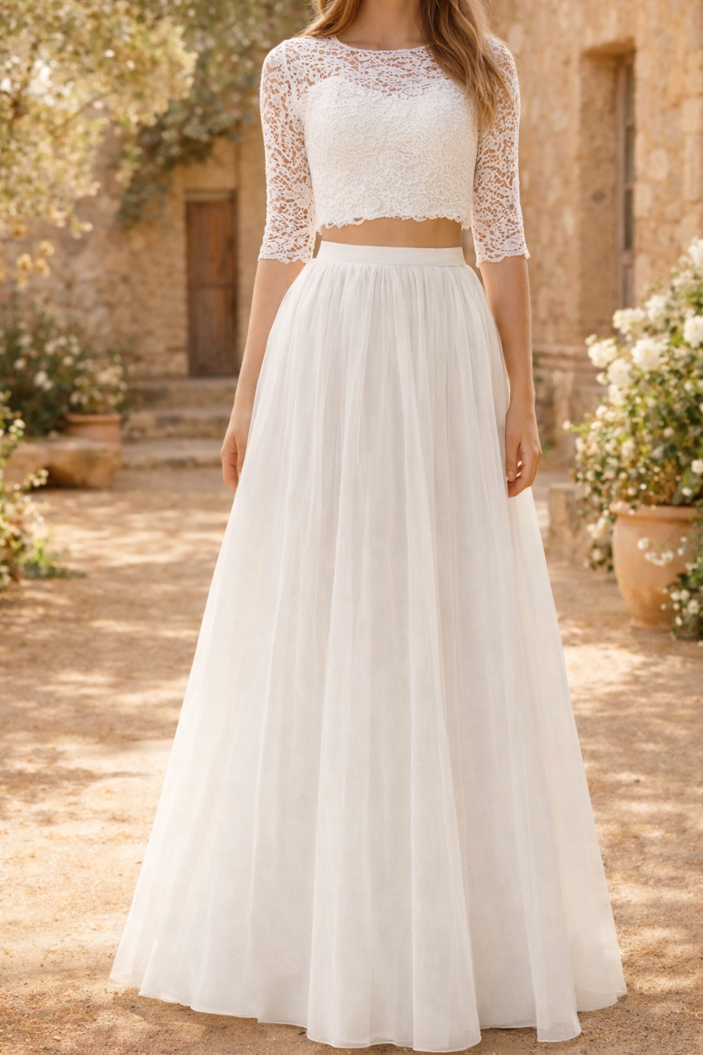 Piper | Lace Crop Top and Maxi Skirt Wedding Dress Set