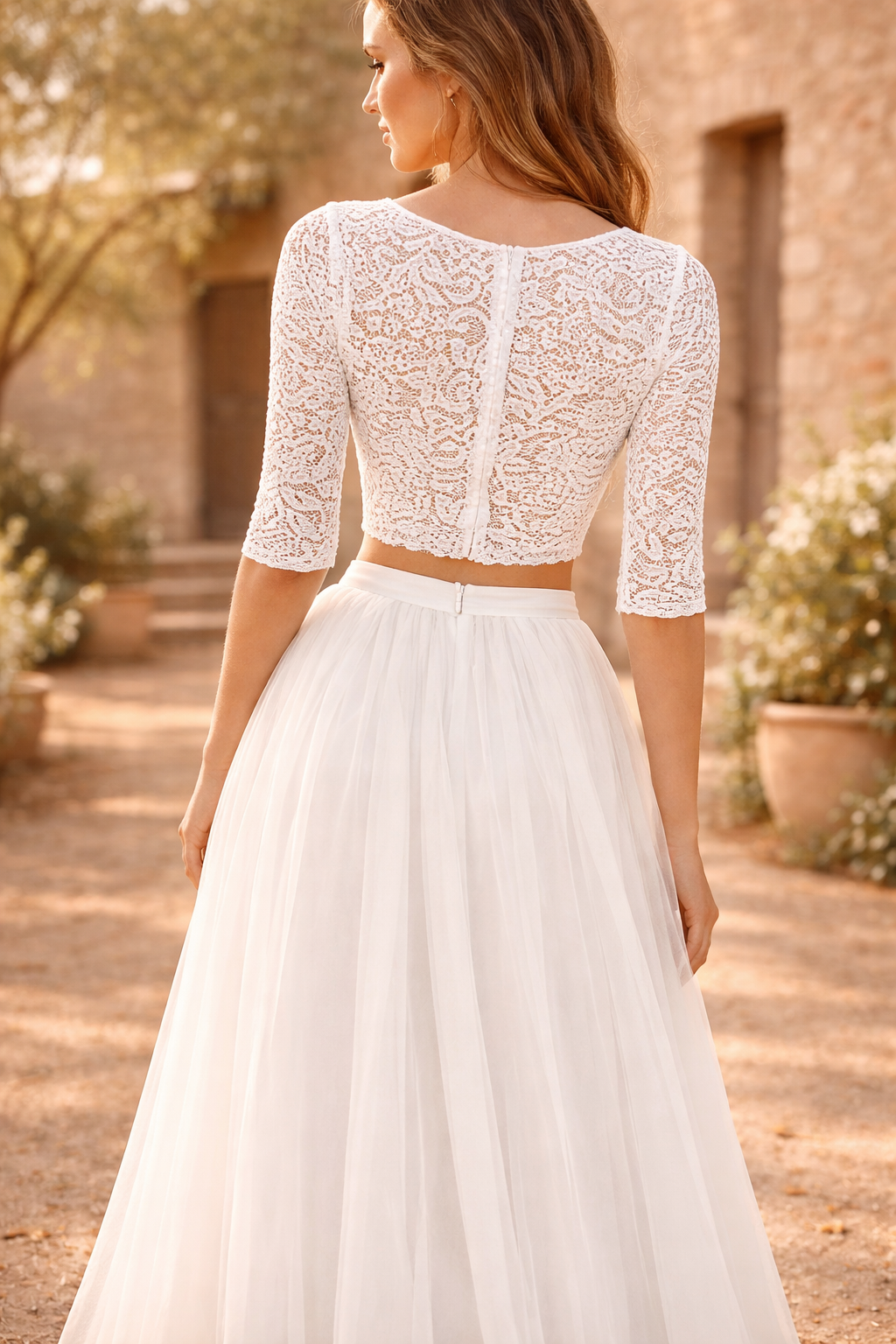 Piper | Lace Crop Top and Maxi Skirt Wedding Dress Set