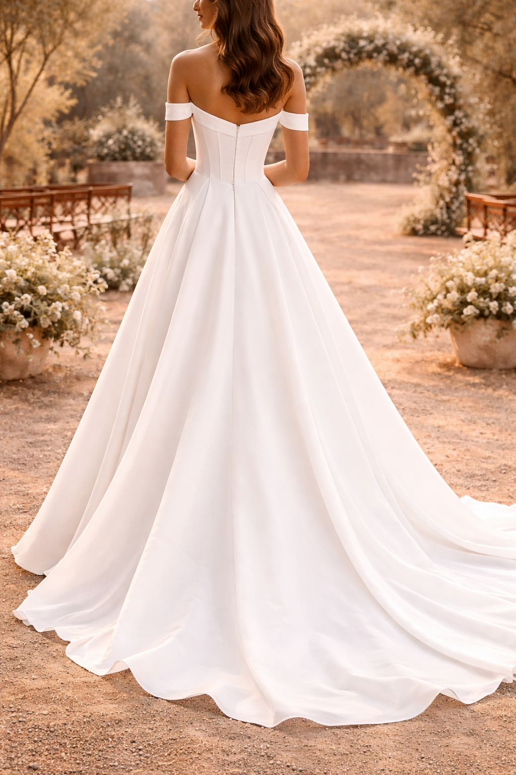 Quinn | Off Shoulder Structured Bodice Maxi Wedding Dress