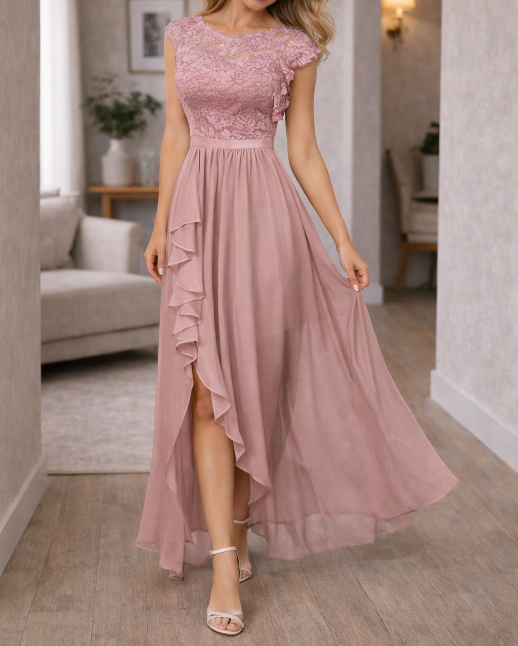 Rose | Women's Lace Bodice A-Line Maxi Dress