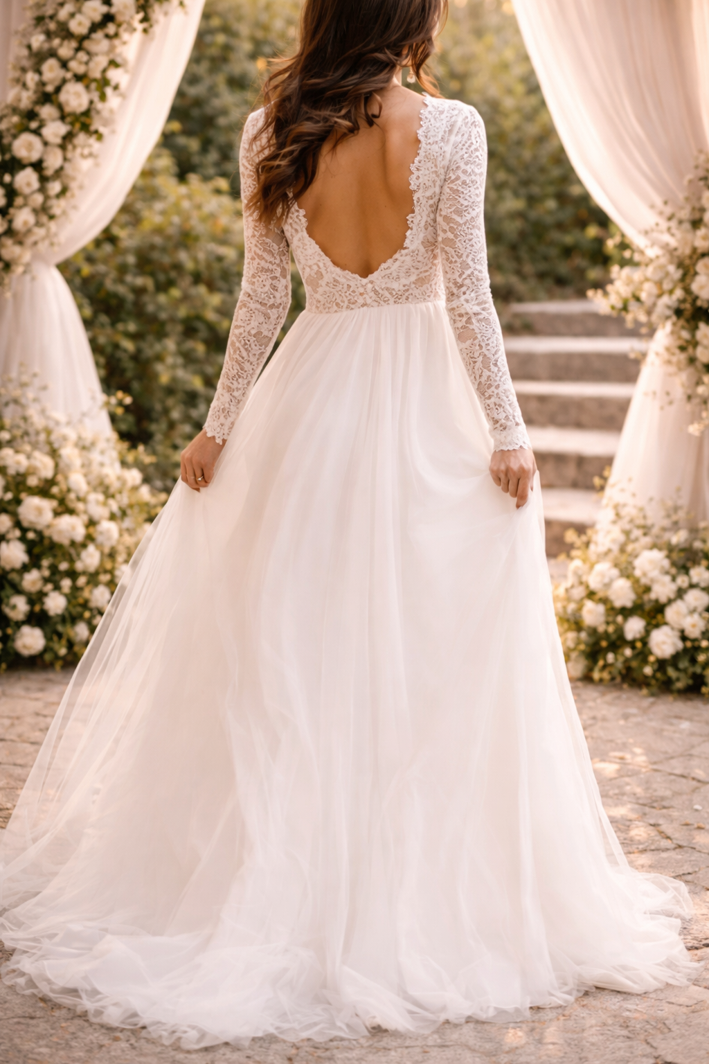 Skye | Lace Bodice Long Sleeve Maxi Wedding Dress