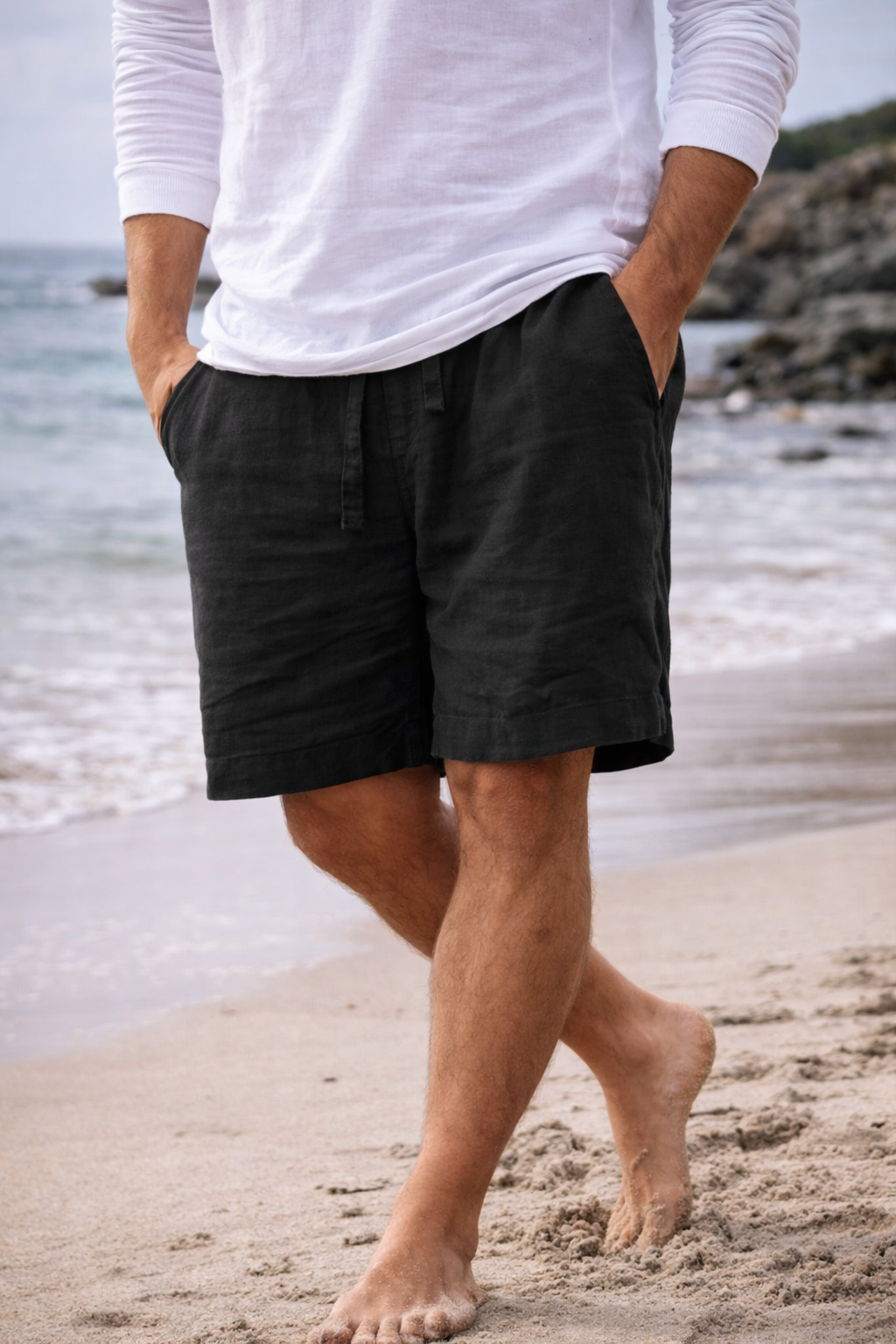 Theo | Men’s Linen Blend Drawstring Shorts