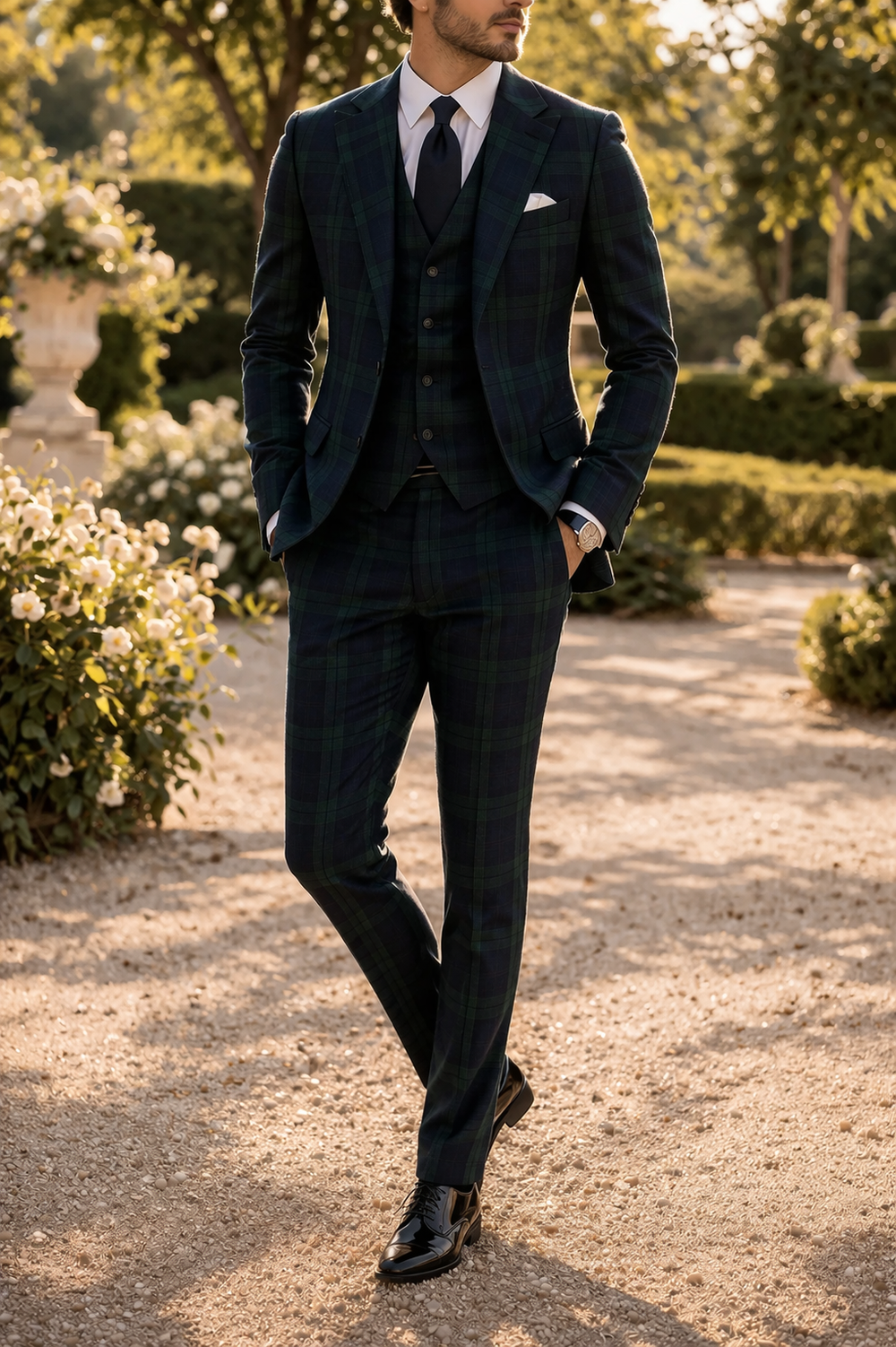 Tobias | Men’s Three Piece Check Tailored Wedding Suit