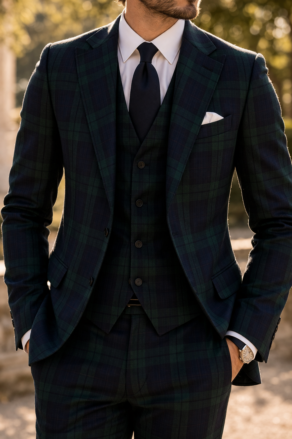 Tobias | Men’s Three Piece Check Tailored Wedding Suit