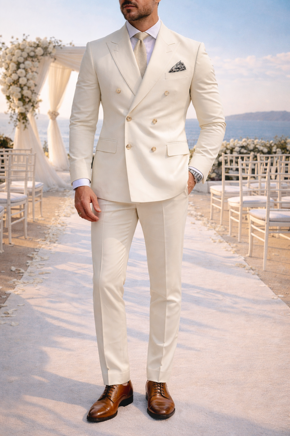 Zac | Double Breasted Tailored 2 Piece Wedding Suit Set