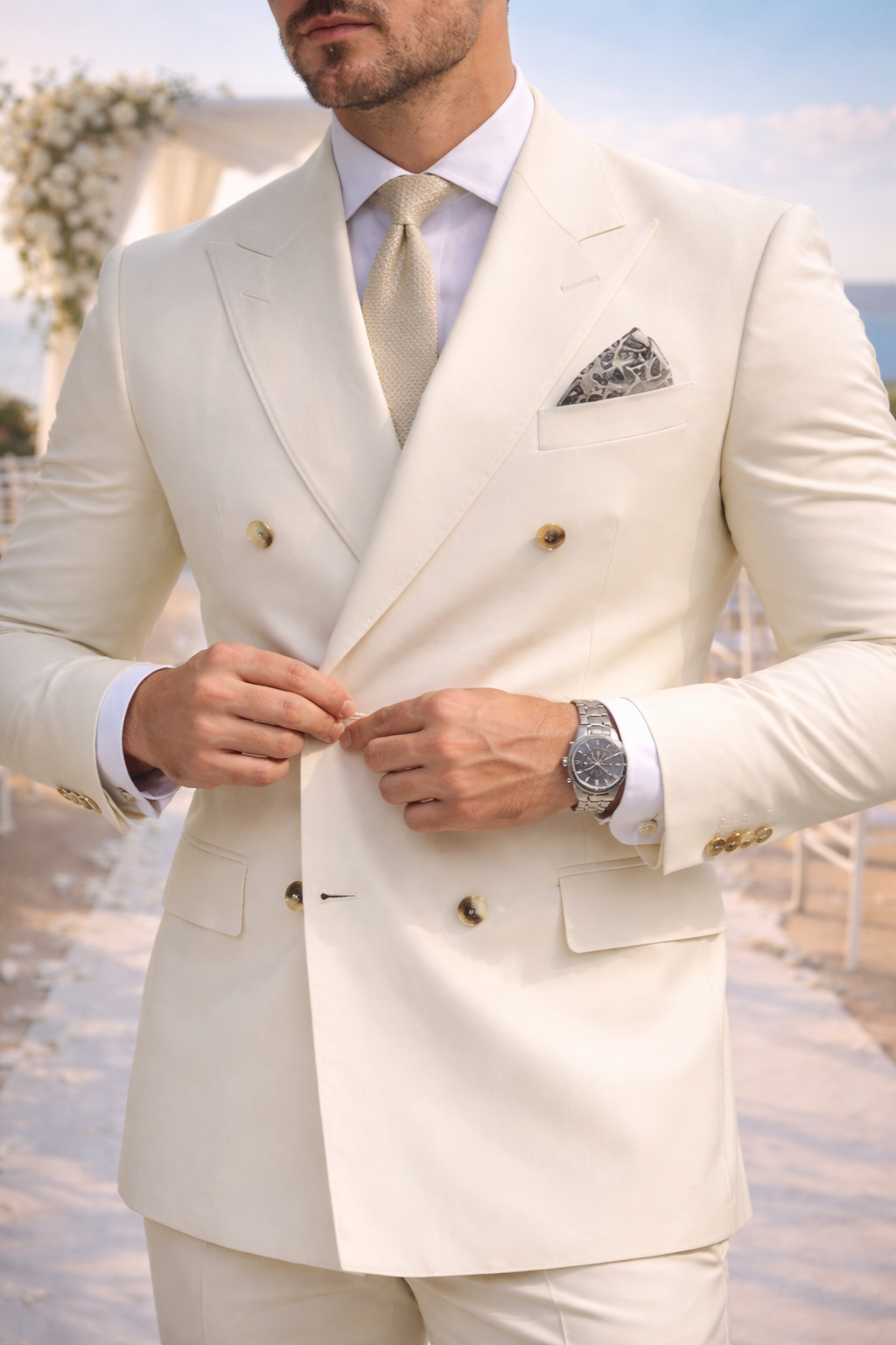 Zac | Double Breasted Tailored 2 Piece Wedding Suit Set